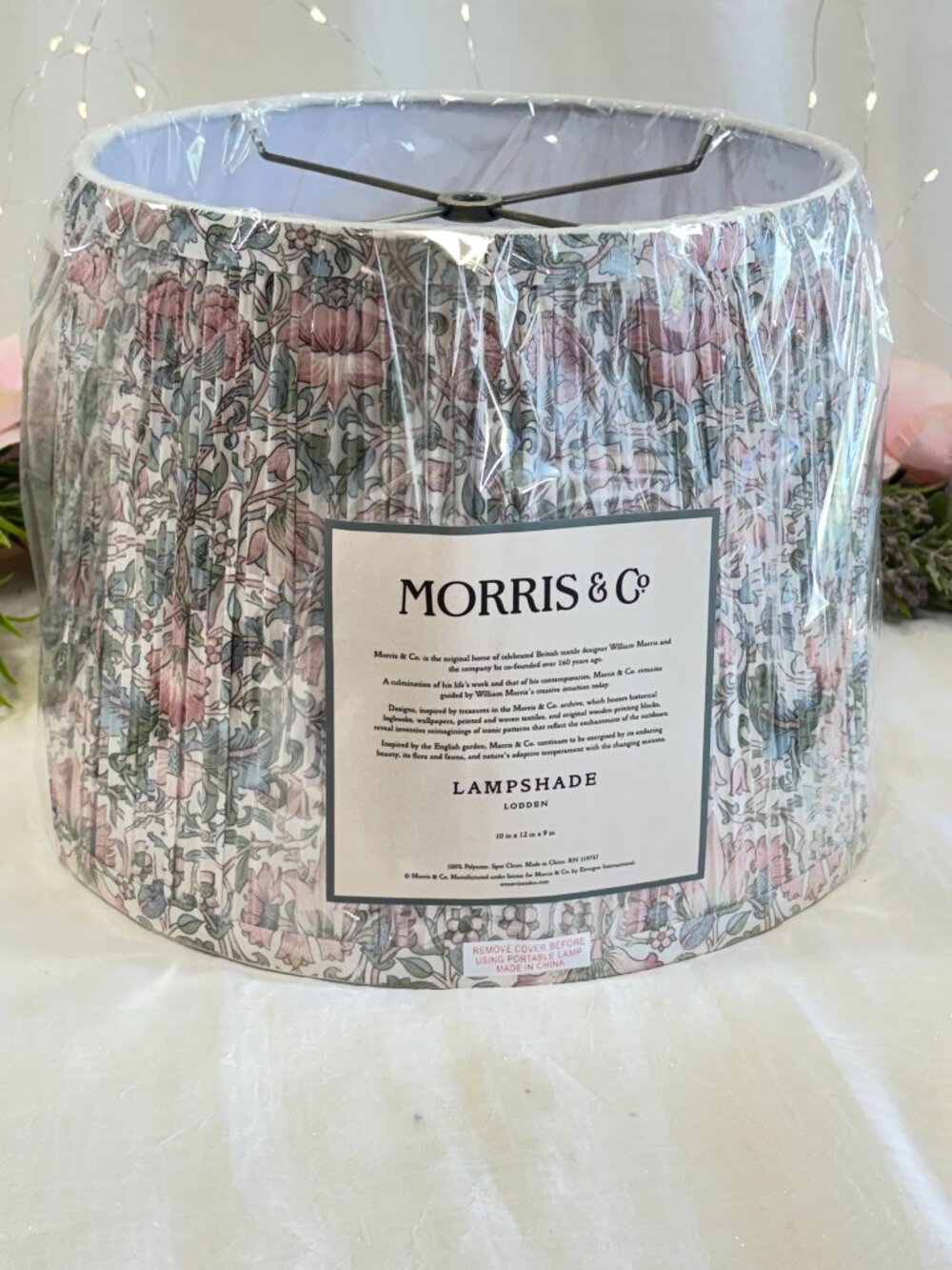 Morris & Co. Floral Lodden Pleated Lamp Shade 10' Pink Blue Green New RARE